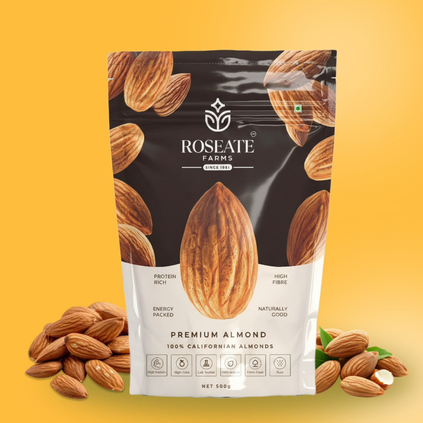 Roseate Farms Premium Almonds 500g | 100% Californian