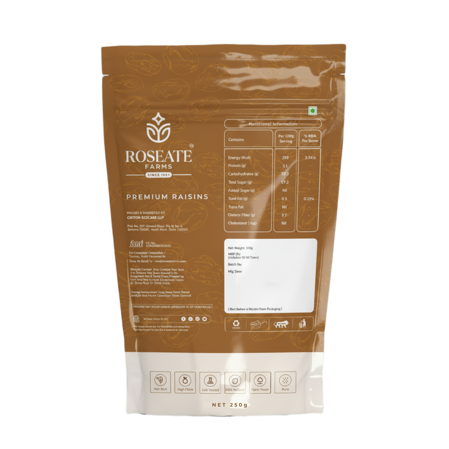 Roseate Farms Premium Raisins 250g | Kishmish/Kismis