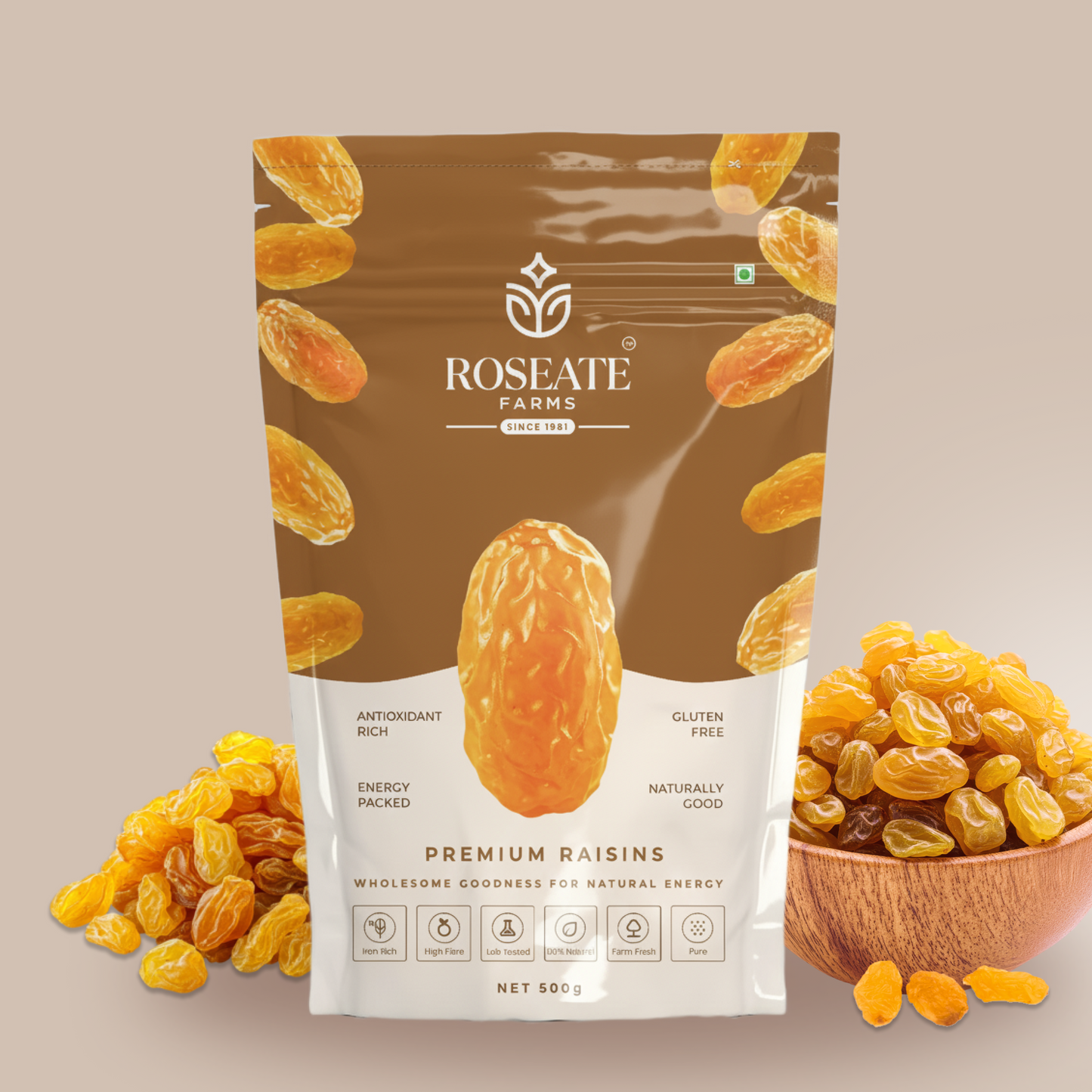 Roseate Farms Premium Raisins 500g | Kishmish/Kismis