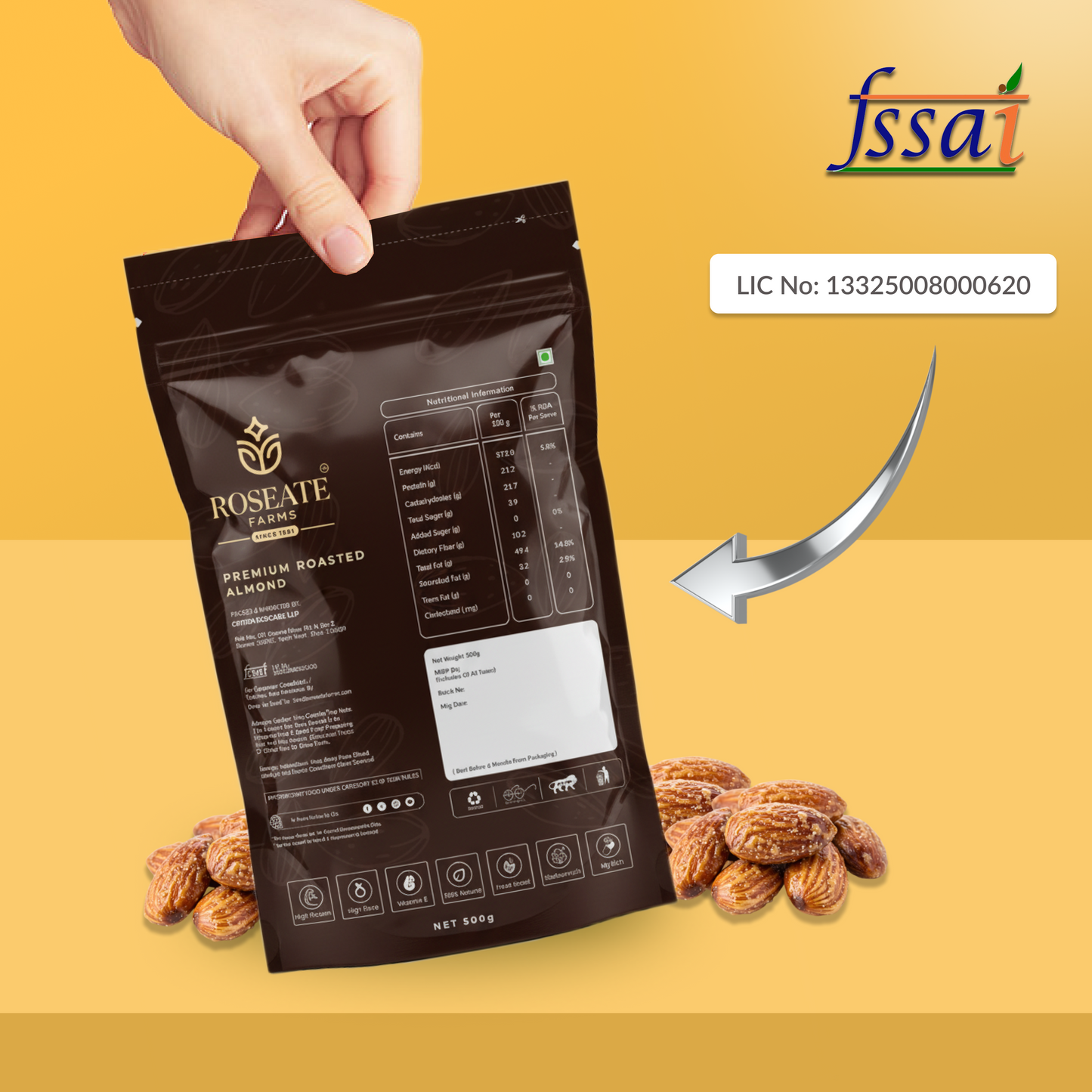 Roseate Farms Premium Roasted Almonds 250g | 100% Californian