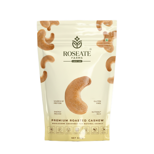 Roseate Farms Premium Roasted Cashews 500g | Whole Crunchy Kaju