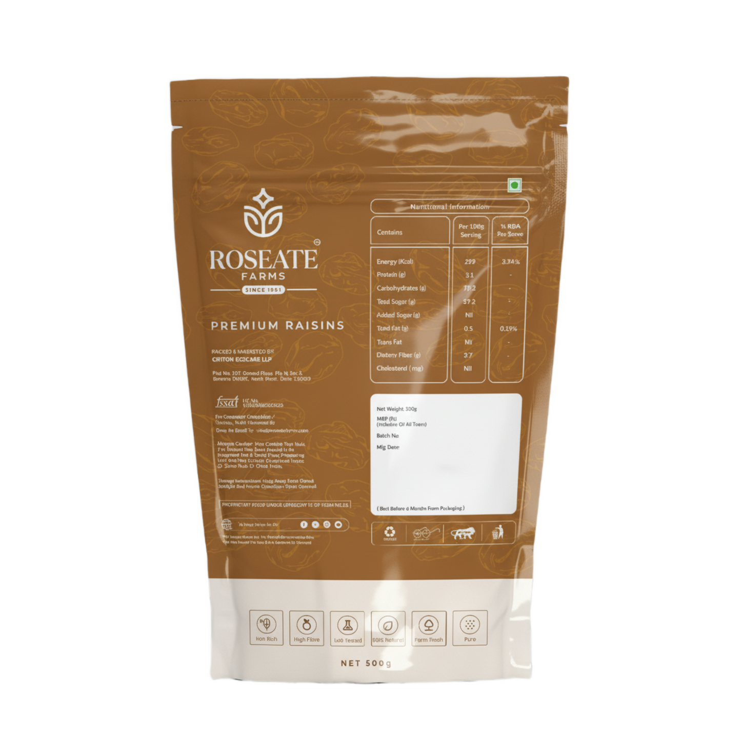 Roseate Farms Premium Raisins 500g | Kishmish/Kismis