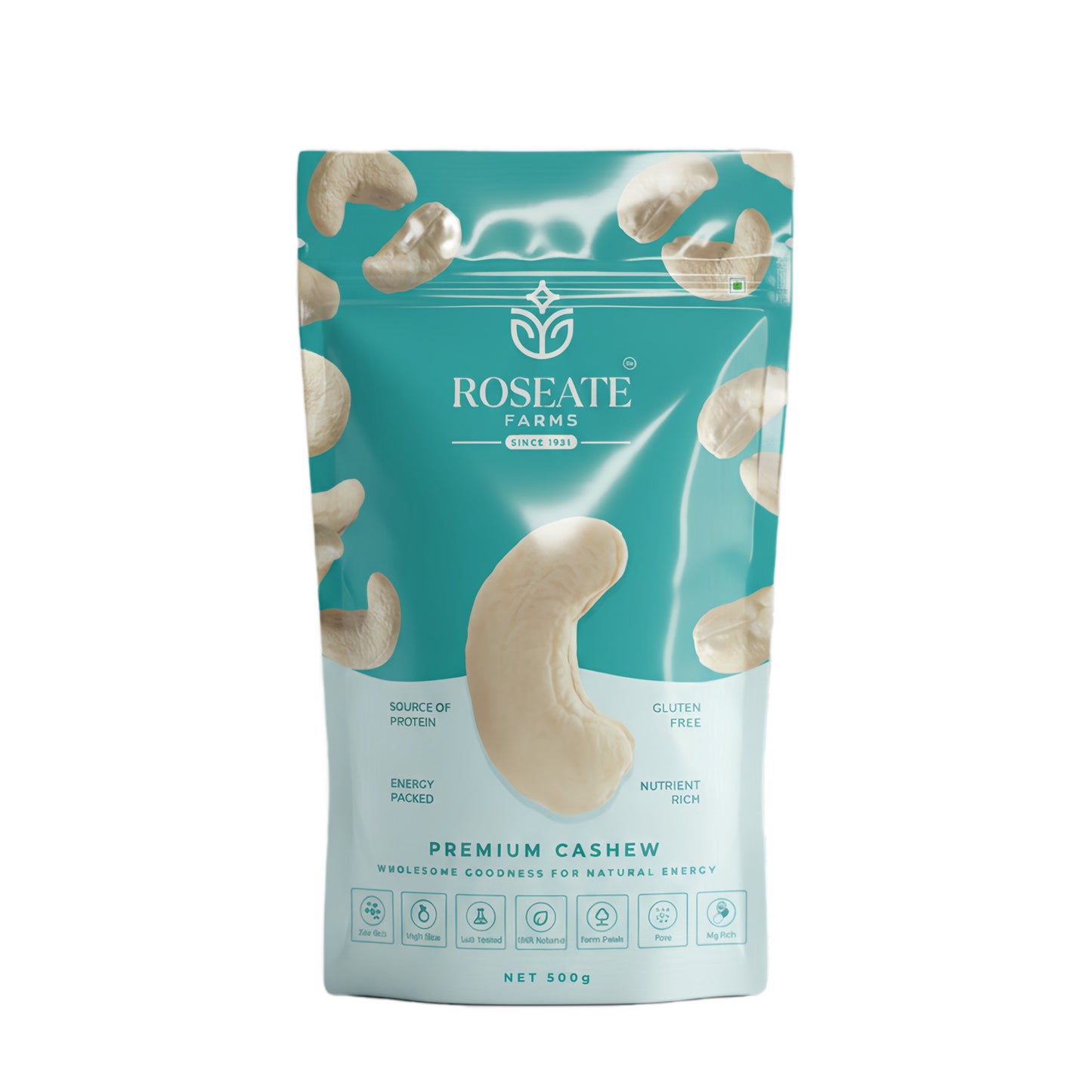 Roseate Farms Premium Cashews 500g | Whole Crunchy Kaju